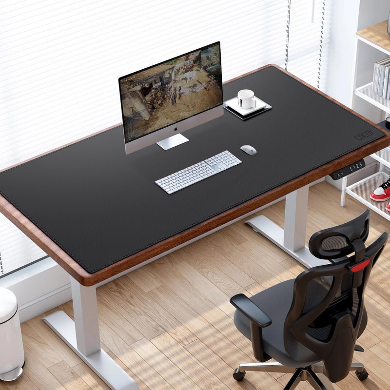 Cacoy 51" x 24" Leather Desk Mat, Office Desk Blotters, Large Computer Gaming Mouse Pad XXL, Waterproof PU Leather Laptop Table Cover Protector, Executive Desktop Accessories (Black) - Image 2